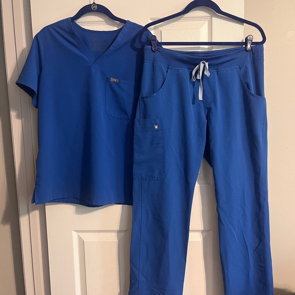 Royal Blue Scrub Top and Pants Set